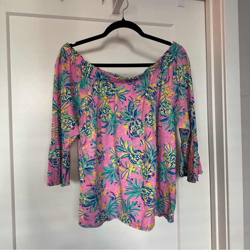 Tropical Flare Sleeve Off the Shoulder Top